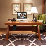 美式乡村简约电脑桌家用实木书桌橡木写字台创意台式书房实木桌子