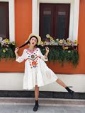 猫之旅店 泰国夏季新款刺绣波西米亚民族风连衣裙 中长款