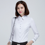 衬衫女长袖 白色大码修身OL工装职业装 秋季寸衫白领工作服棉衬衣
