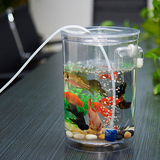 生态圆形自洁金鱼缸灯创意水族箱办公桌观赏迷你小型造景水培花瓶