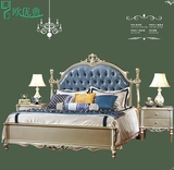 欧式床双人床 实木床橡木床1.8米 法式床高箱床公主床 真皮床婚床
