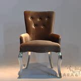 欧式餐椅 新古典现代简约布艺休闲椅 影楼美容院接待实木洽谈椅子