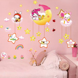 儿童房卡通墙贴卧室床头墙面装饰月亮兔子星星贴图贴画可移除包邮