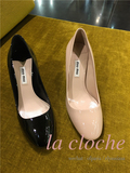 『La cloche』miu miu16 纯色浅口镶钻粗跟高跟女鞋 法国代购