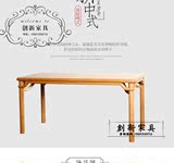 新中式实木餐桌椅组合现代餐厅长方形餐桌样板房别墅酒店客厅家具