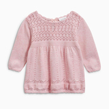 英国NEXT正品童装代购女宝宝婴儿粉色长袖针织连衣裙毛衣裙