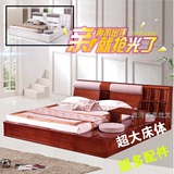 水曲柳实木床榻榻米床 现代简约1.5米1.8双人床 储物婚床日式大床