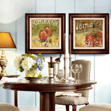 美式乡村装饰画水果餐厅厨房挂画欧式壁画复古双联画