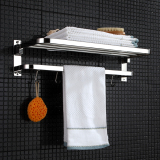 304不锈钢毛巾架单层 卫浴五金挂件 卫生间浴室置物架折叠浴巾架