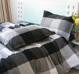加厚老粗四件套包邮 全棉床品黑白格子床单被罩 1.8床用整幅粗布