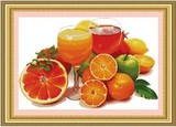 纯手工十字绣成品甜美人生餐厅水果橘子酒杯新款客厅挂画特价促销