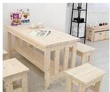 折叠餐桌实木特价小户型松木折叠饭桌椅组合一桌四凳可伸缩白长凳
