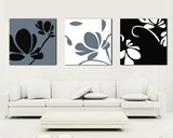 抽象黑白壁画 现代简约客厅装饰画三联画 时尚沙发背景墙无框画