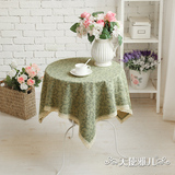 餐布台布艺欧式田园格子棉麻椅套装茶几现代 古绿古红线花边桌布