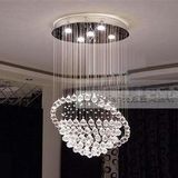 水晶吊线灯具圆形复式楼饭餐厅灯客厅吊灯大气现代简约卧室创意