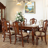 欧式餐桌椅组合6人实木餐桌美式餐桌椅组合酒店餐桌长方形饭桌