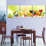 高档冰晶玻璃面餐厅装饰画水果图酒杯餐具客厅无框画三联墙壁挂画