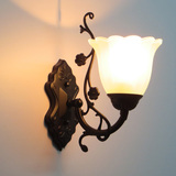 壁灯床头灯温馨简约欧式单头楼梯灯具古铜色铁艺灯饰卧室灯过道灯