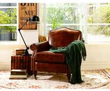 美式乡村复古怀旧家具宜家小户型客厅油蜡真皮单人休闲沙发椅正品