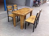 仿实木中式方形餐桌椅乡村田园风格可组合拆分餐桌椅子铁架仿古像