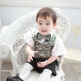 韩国正品代购儿童礼服男花童正装西装马甲周岁宝宝衬衫马甲领结99