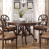 美式乡村实木圆餐桌欧式餐桌餐椅美式纯实木餐桌餐椅组合特价促销