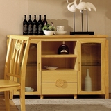 现货实木餐边储物柜橡木餐具柜现代简约中式原木色红酒酒水碗筷柜