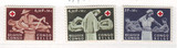 红十字邮票57年比属刚果红十字3全