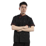兴旺星厨师服春季新款 厨师服工作服短袖 黑色 后厨工服 可定制