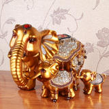 招财母子大象摆件三连象创意家居家里装饰品搬新家礼品送礼实用