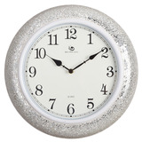 14寸唯美时钟表 艺术客厅卧室静音时尚石英钟 银白玻璃镜面金属钟
