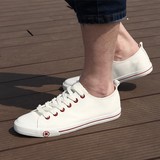 新款时尚白色帆布鞋低帮 pu软皮 防水情侣鞋韩版潮休闲男学生板鞋