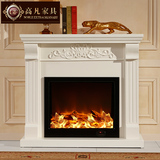 壁炉 装饰柜 欧式壁炉架取暖器实木雕刻假壁炉LED仿真火韩式田园