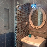 欧式简约壁挂卫浴镜 地中海复古装饰镜椭圆形大浴室镜卫生间镜子