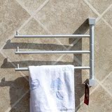 卫生间活动毛巾杆旋转 毛巾架太空铝 三四杆  折叠浴室置物架家蕊