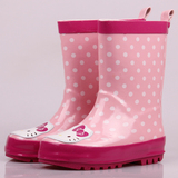 儿童雨鞋女童雨靴韩国防滑宝宝水鞋时尚卡通粉色猫小学生套鞋加绒