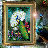蒙娜丽莎十字绣最新款客厅系列印花十字绣孔雀开屏绿光森林凤凰图