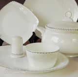 景德镇陶瓷器韩式方形56头骨瓷餐具套装碗盘碗碟结婚特价