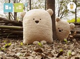 毛绒玩具厂家娃娃方熊抱枕靠垫熊熊粉红色白色PP棉大号暖手宝棕色