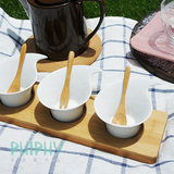 韩国原单 白陶瓷竹木套装 正品陶瓷餐具套装盘碗杯子礼品特价