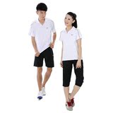2016夏季新男女冰丝短袖七分裤polo衫运动套装品牌情侣网球运动服