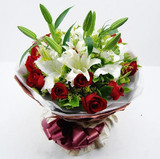 情人节鲜花预定红玫瑰花香水白百合花束北京鲜花店生日送花19朵