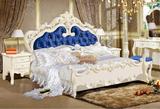 水晶艺家 新款上市高贵奢华 欧式床 法式床 描银雕花布艺双人床