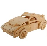 厂家直销 F-20法拉利 汽车时代3D立体木质制拼图玩具 益智车模型