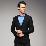 2014新款G2000男式西装上衣 黑色竖纹双扣商务西装外套 修身西服