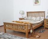 原始宜家田园仿古欧式纯实木橡木柞木1.2、1.5\1.8米双人床高箱床
