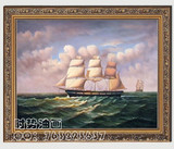 正品纯手绘欧式帆船海景风景油画客厅玄关卧室书房走廊装饰画包邮