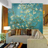 大型欧式壁画壁纸 客厅沙发电视背景墙纸 梵高杏花经典名画油画