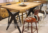 特价美式复古铁艺实木折叠餐桌 简约长方形酒吧咖啡办公桌椅组合