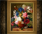 精准印花法国DMC十字绣 客厅花卉 欧式油画名画 五彩花卉缤纷世界